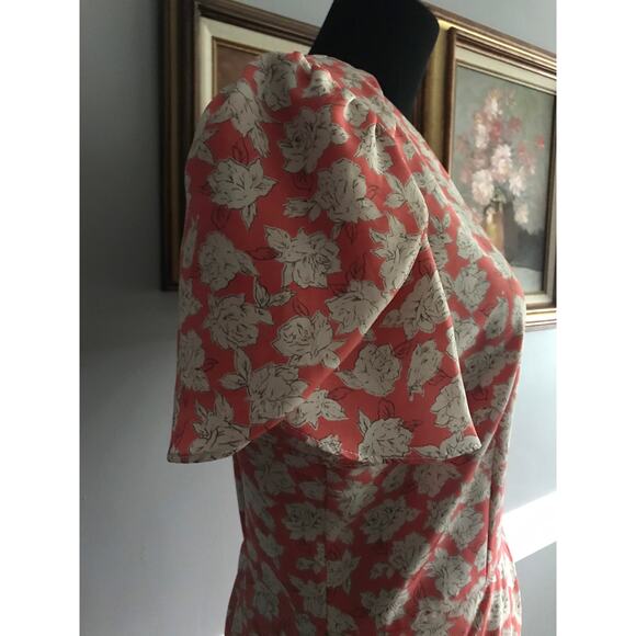 Vintage “David Rose” brand Salmon Pink with Beige Floral Pattern (SZ 14) - Picture 4 of 9